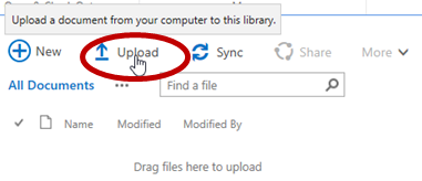 Upload Documents in SharePoint - Upload button