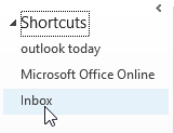 Mailbox Shortcuts in Outlook - Shortcut pane