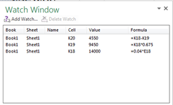 Excel watch window
