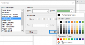 Highlight the date in Project - Color select