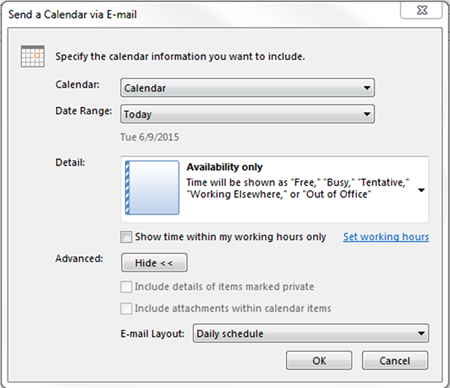 outlook email calendar