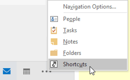 create shortcuts in Outlook