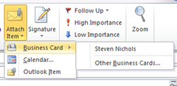 business card outlook