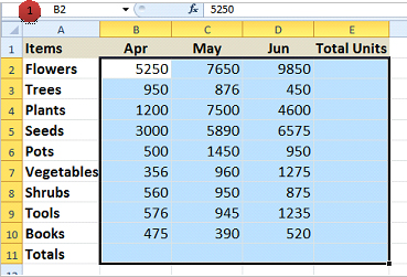 Excel Data Range