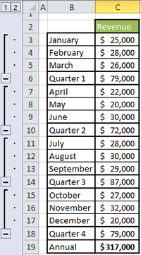 grouping rows in excel
