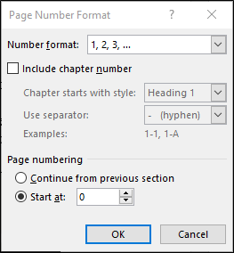 how to start page numbers on page 2