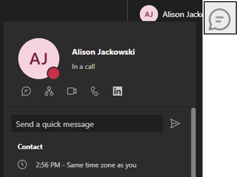 Microsoft Teams - send a quick message to one person