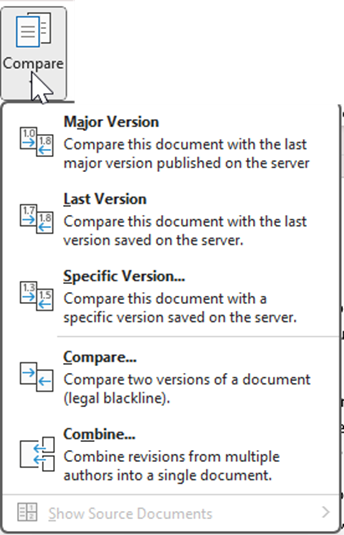 compare function in word